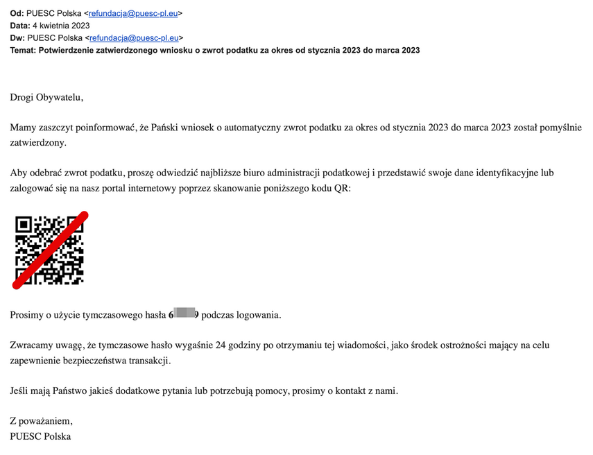 Elbląg, Przykład fałszywego e-maila Elbląg, Przykład fałszywego e-maila