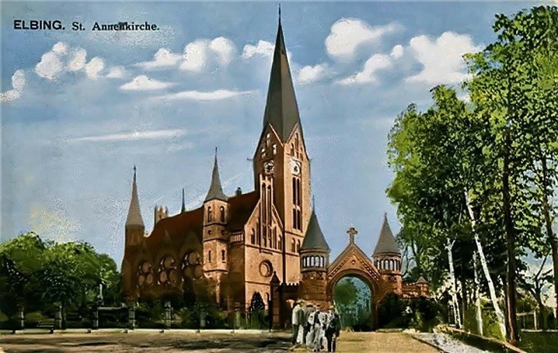 Elbląg, Kościół św. Anny przed wojną, dzisiaj to teren parku Traugutta