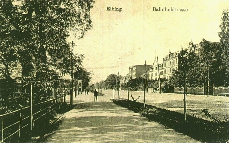 Elbląg, Aleja Grunwaldzka przed wojną (dawna Holländer Chaussee, Bahnhofstrasse)