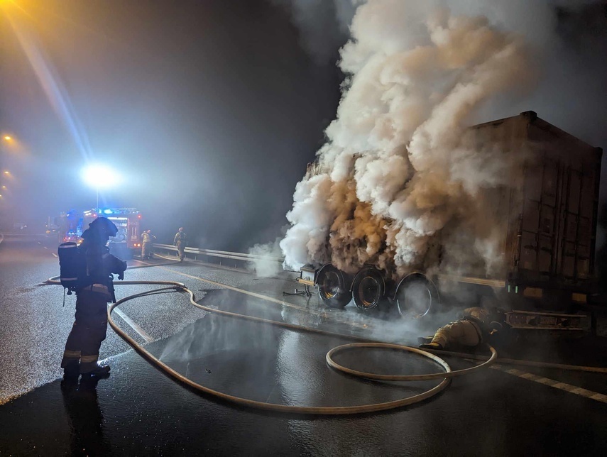 Elbląg, Pożar ciężarówki na S7