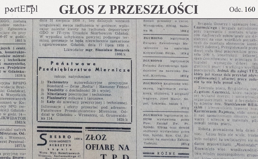 Elbląg, Głos Wybrzeża nr 202, 1950 r. Elbląg, Głos Wybrzeża nr 202, 1950 r.