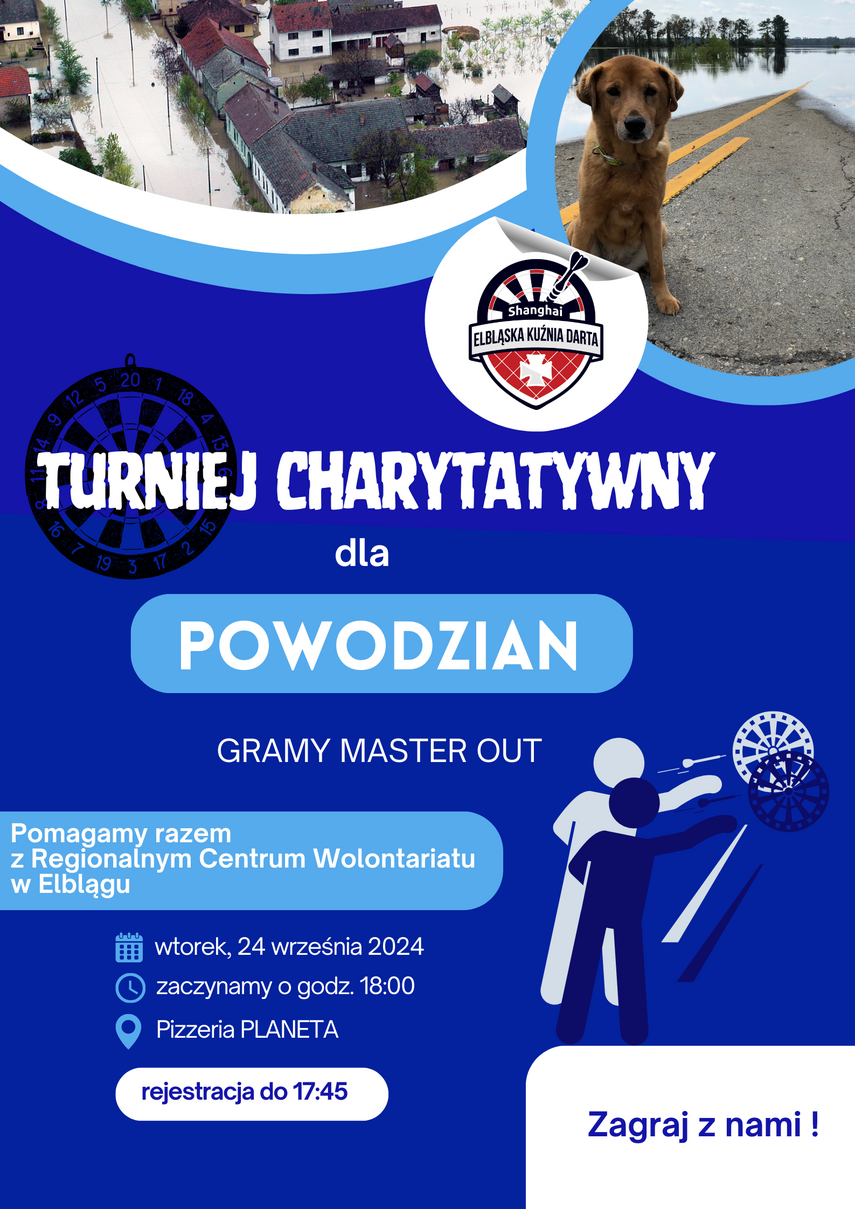 Elbląg, Darterzy dla powodzian. Zagraj w charytatywnym turnieju Elbląg, Darterzy dla powodzian. Zagraj w charytatywnym turnieju