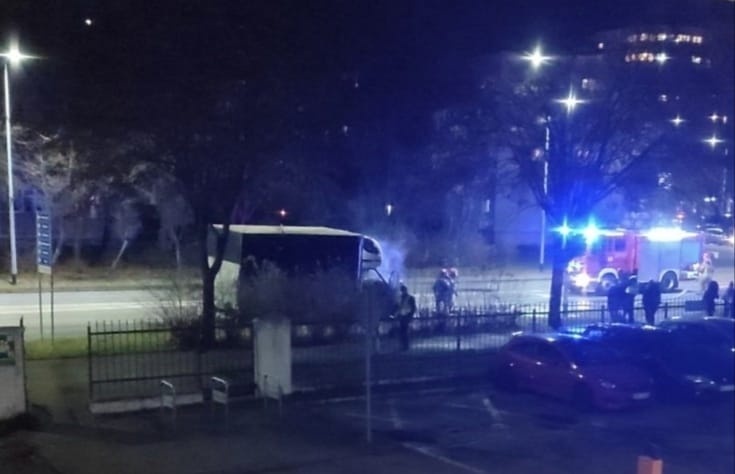 Elbląg, Akcja gaśnicza przed komendą policji Elbląg, Akcja gaśnicza przed komendą policji