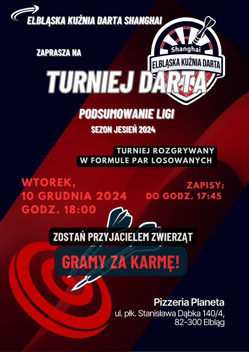 Elbląg, Turniej darta na rzecz schroniska dla zwierząt Elbląg, Turniej darta na rzecz schroniska dla zwierząt