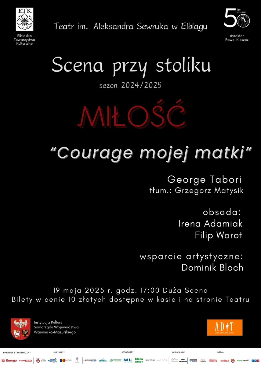 Elbląg, „Courage mojej matki” na Scenie przy stoliku Elbląg, „Courage mojej matki” na Scenie przy stoliku
