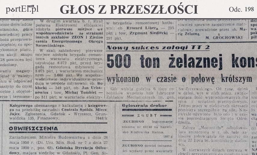Elbląg, „Grzmiały w rękach niterów młoty pneumatyczne” (Głos z przeszłości, odc. 198)