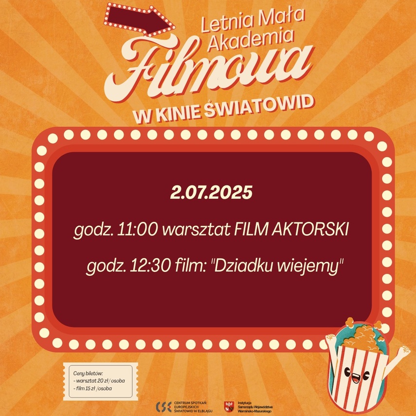 Elbląg, Letnia Mała Akademia Filmowa 2025 - pierwsze spotkanie już 2 lipca! Elbląg, Letnia Mała Akademia Filmowa 2025 - pierwsze spotkanie już 2 lipca!