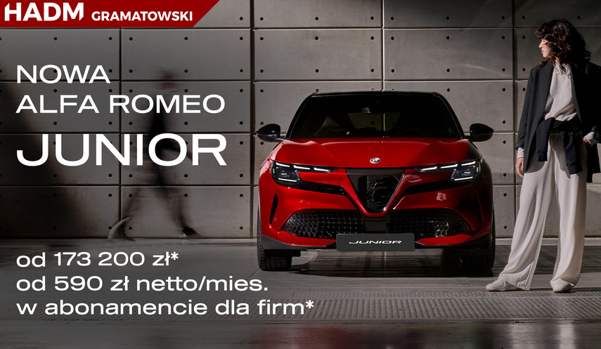 Nowa Alfa Romeo Junior już od 590 zł netto/mies.*- elegancja, technologia i ekologia w jednym!
