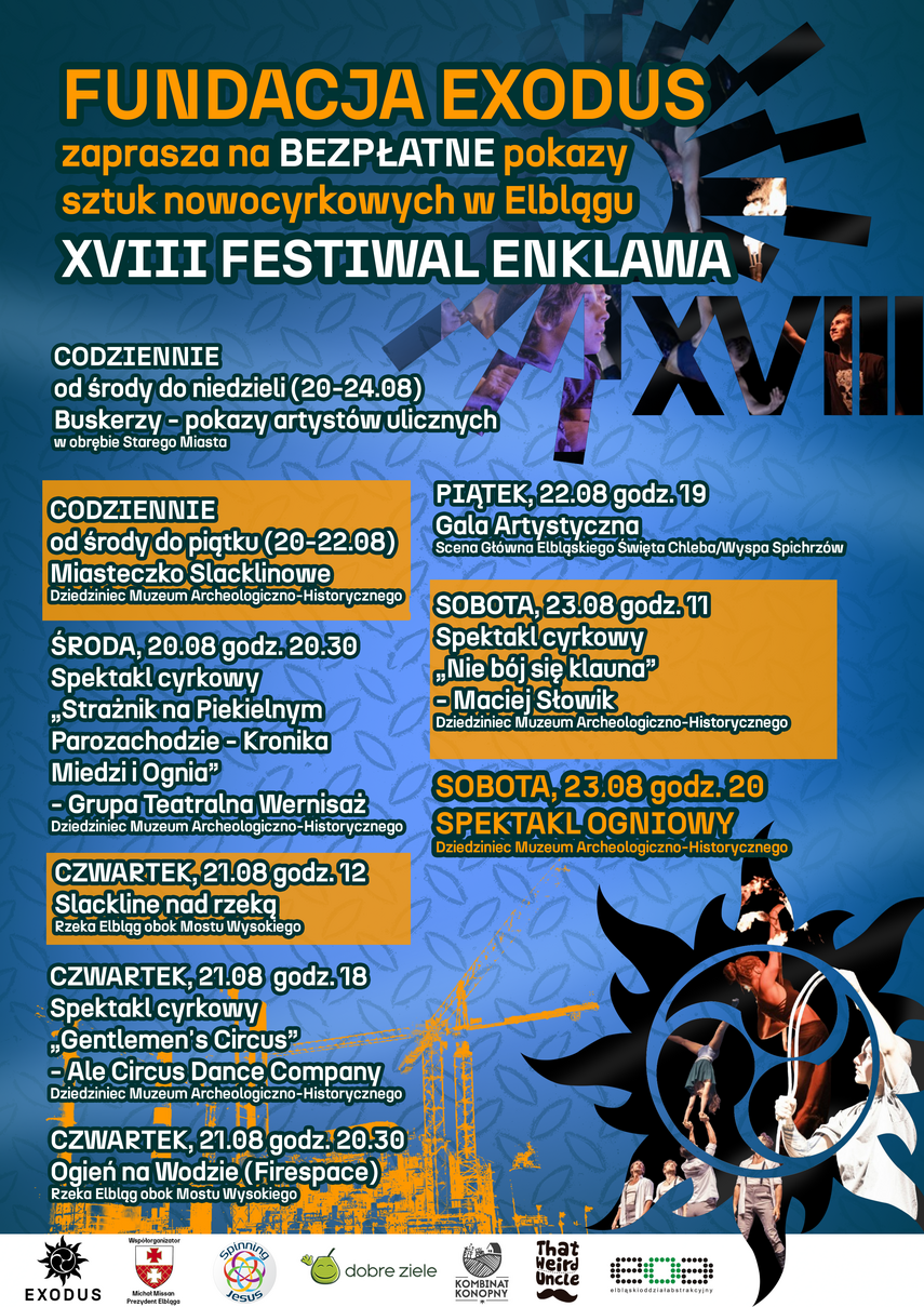 Elbląg, XVIII Festiwal Enklawa - pięć dni magii cyrku, ognia i teatru ulicznego