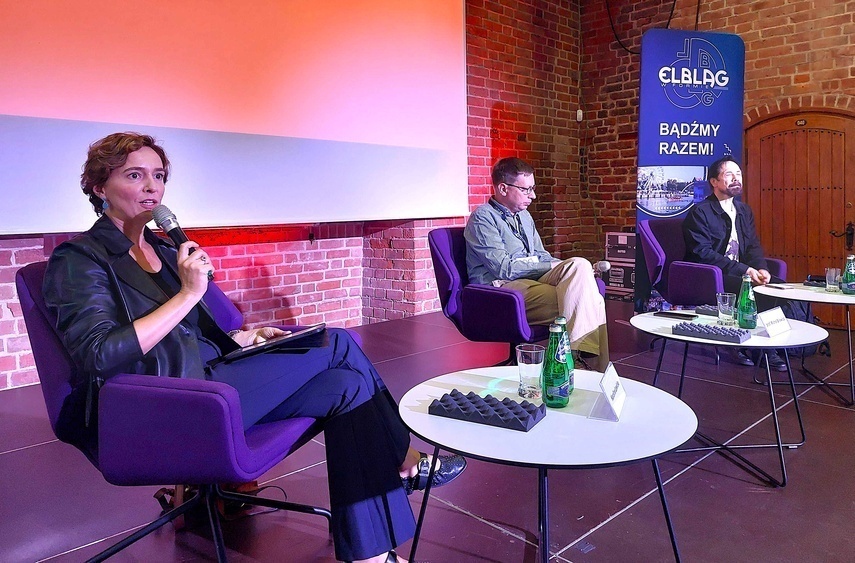 Elbląg, Karolina Lewicka, prof. Michał Bilewicz i prof. Przemysła Czapliński, Elbląg, Karolina Lewicka, prof. Michał Bilewicz i prof. Przemysła Czapliński,