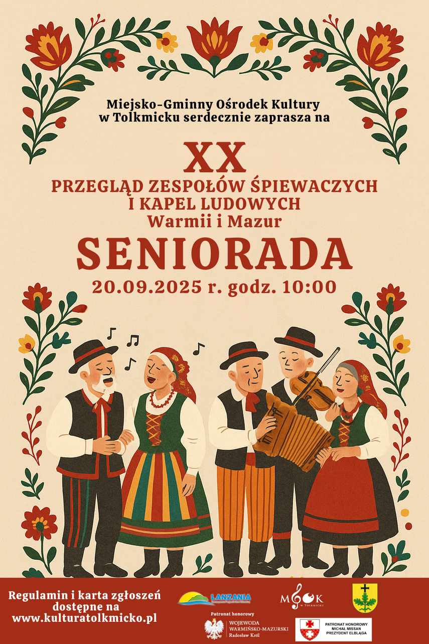 Elbląg, Seniorada 2025 w Tolkmicku - jubileuszowa edycja i wyjątkowy koncert Andrzeja Rybińskiego Elbląg, Seniorada 2025 w Tolkmicku - jubileuszowa edycja i wyjątkowy koncert Andrzeja Rybińskiego