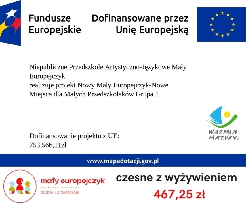 Ruszył projekt „Nowy Mały Europejczyk”. Pokrywa czesne wraz z wyżywieniem w przedszkolu w Elblągu [ Strefa biznesu ]