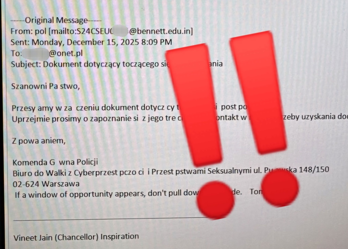 Elbląg, Uważaj. To nie policja wysyła takie maile... Elbląg, Uważaj. To nie policja wysyła takie maile...