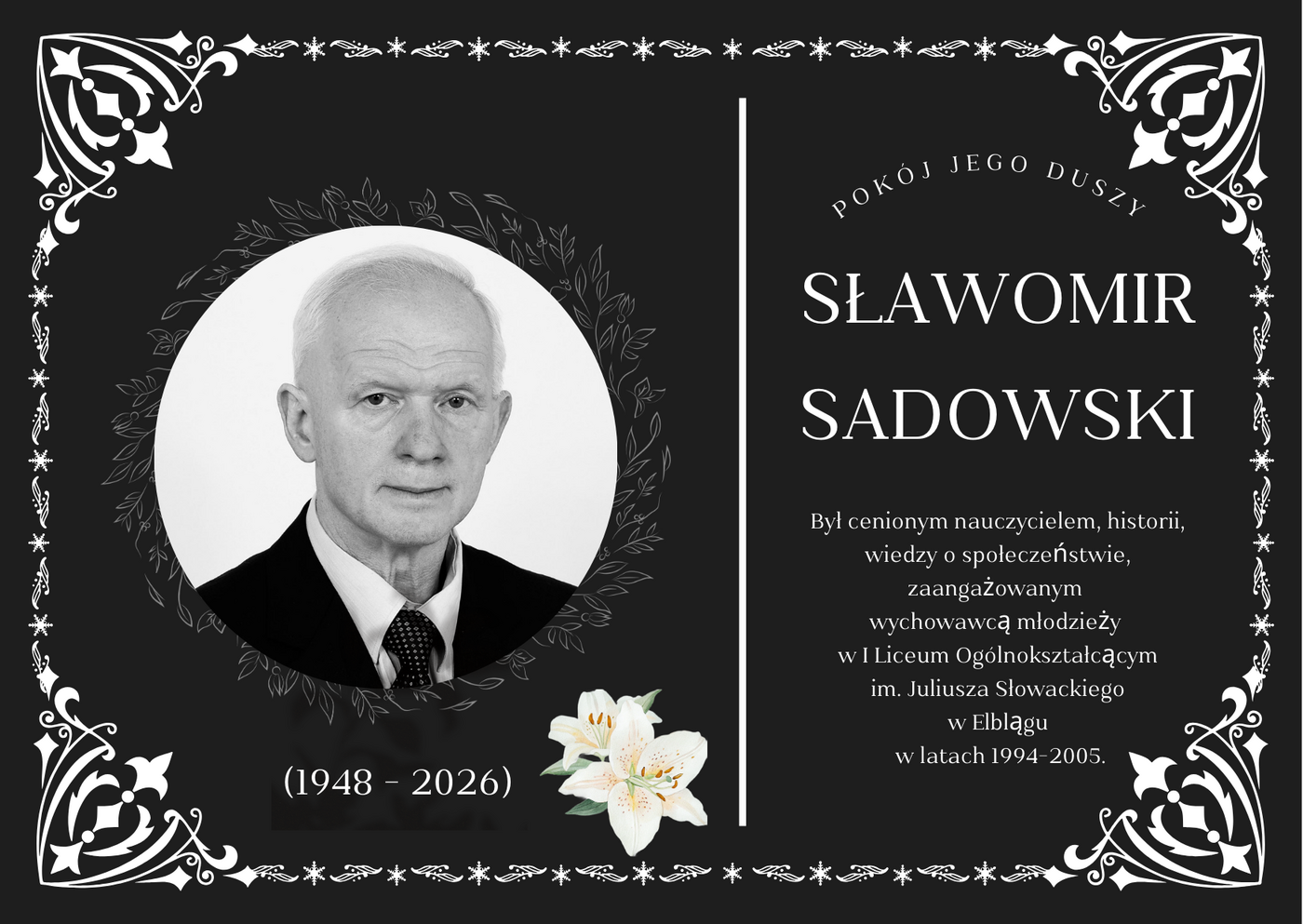 Elbląg, Wspomnienie o Profesorze Sławomirze Sadowskim