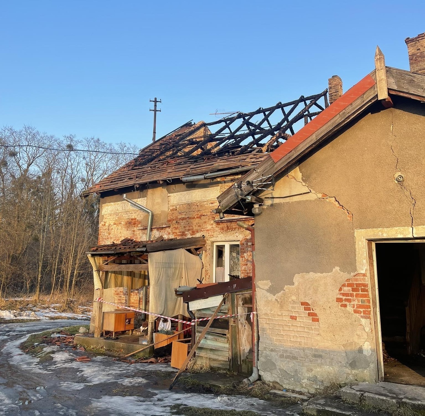 Elbląg, Pożar zniszczył dach domu,