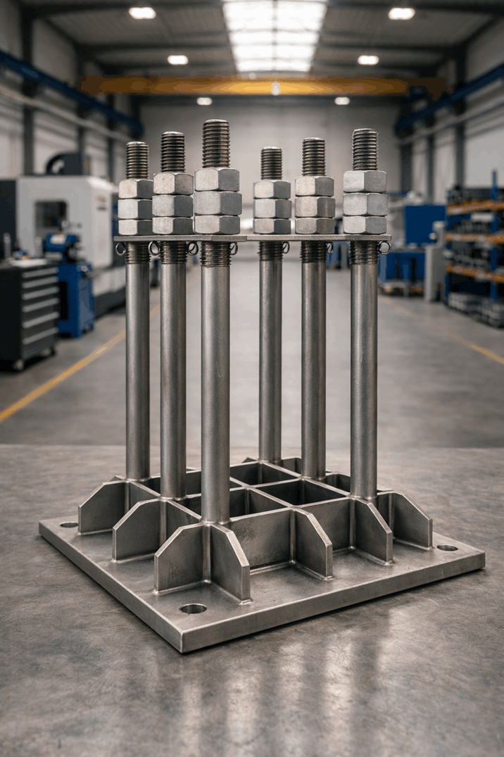 Kotwienie masztów i wież stalowych w betonie - zastosowanie prętów gwintowanych