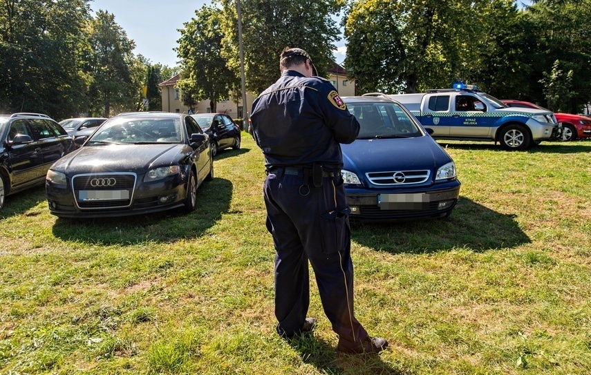 Elbląg, Parkowanie na trawnikach przy Parku Wodnym Dolinka,