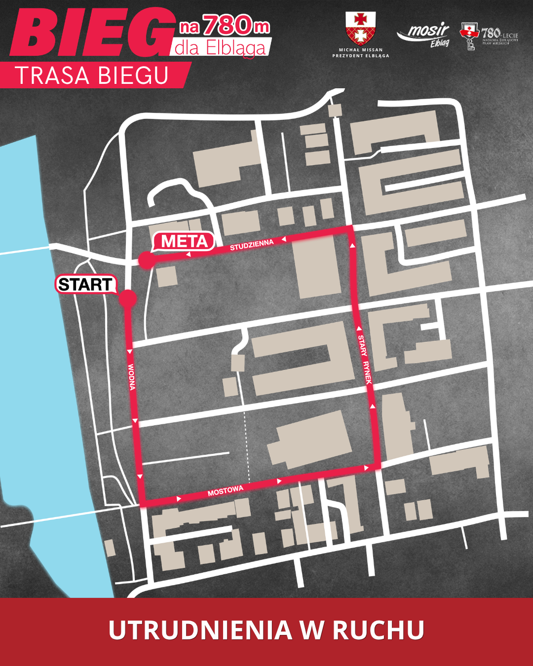 Elbląg, Bieg 780 dla Elbląga - Utrudnienia w ruchu Elbląg, Bieg 780 dla Elbląga - Utrudnienia w ruchu