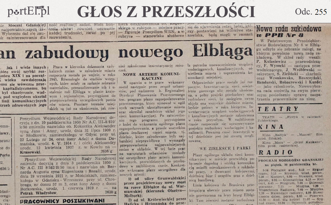 Elbląg, „Ustalenie roli Elbląga w planie krajowym i regionalnym” (Głos z przeszłości, odc. 255) Elbląg, „Ustalenie roli Elbląga w planie krajowym i regionalnym” (Głos z przeszłości, odc. 255)