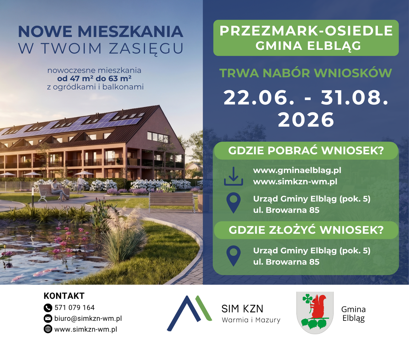 Nowoczesne i przystępne cenowo mieszkania w Gminie Elbląg. Ruszył nabór wniosków w programie SIM!