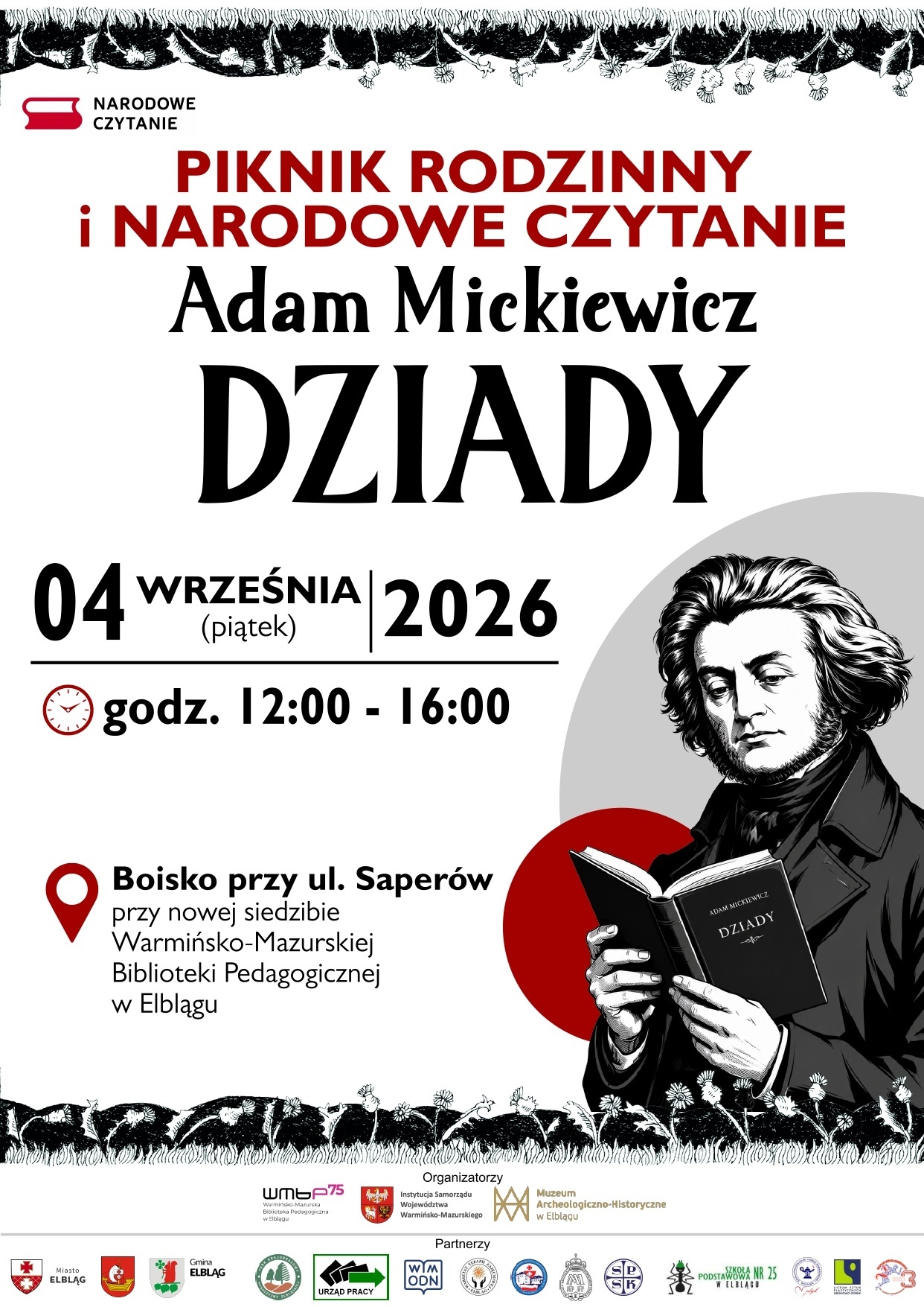 Elbląg, WMBP w Elblągu zaprasza na Narodowe Czytanie i rodzinny piknik Elbląg, WMBP w Elblągu zaprasza na Narodowe Czytanie i rodzinny piknik