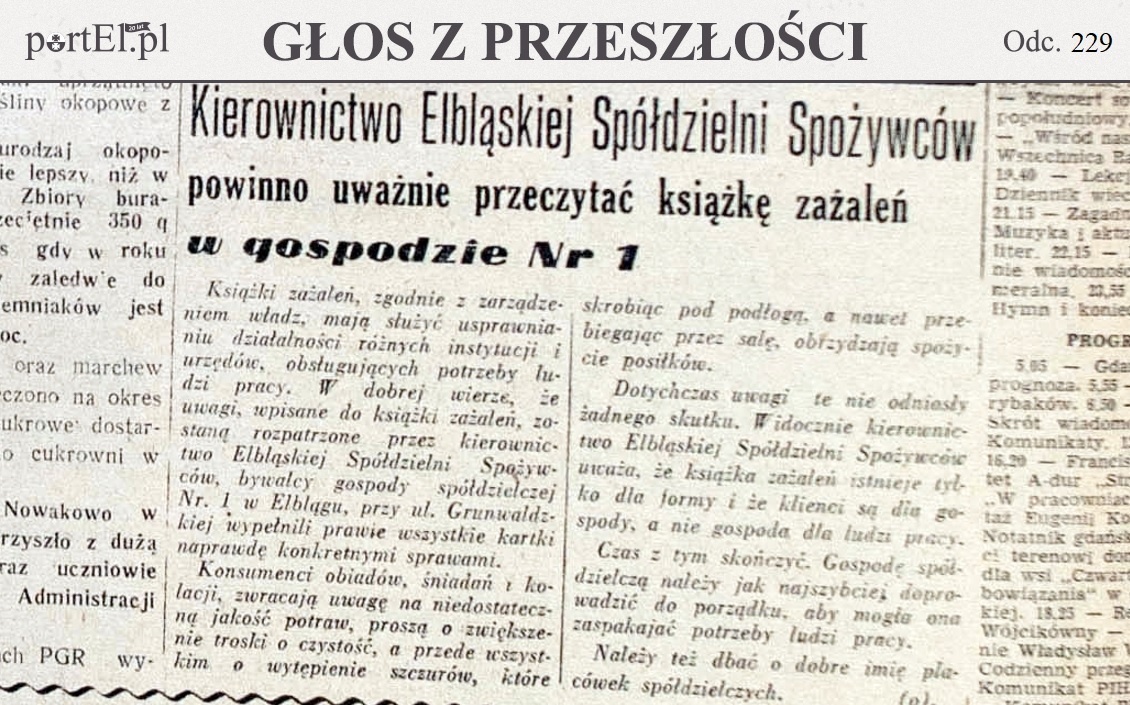Elbląg, „Klienci są dla gospody, a nie gospoda dla ludzi” (Głos z przeszłości, odc. 229) Elbląg, „Klienci są dla gospody, a nie gospoda dla ludzi” (Głos z przeszłości, odc. 229)