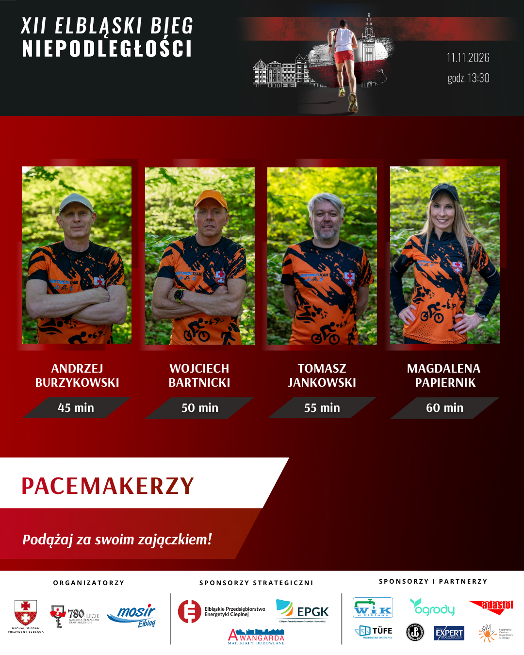 Elbląg, Poznaj pacemakerów XII Elbląskiego Biegu Niepodległości Elbląg, Poznaj pacemakerów XII Elbląskiego Biegu Niepodległości