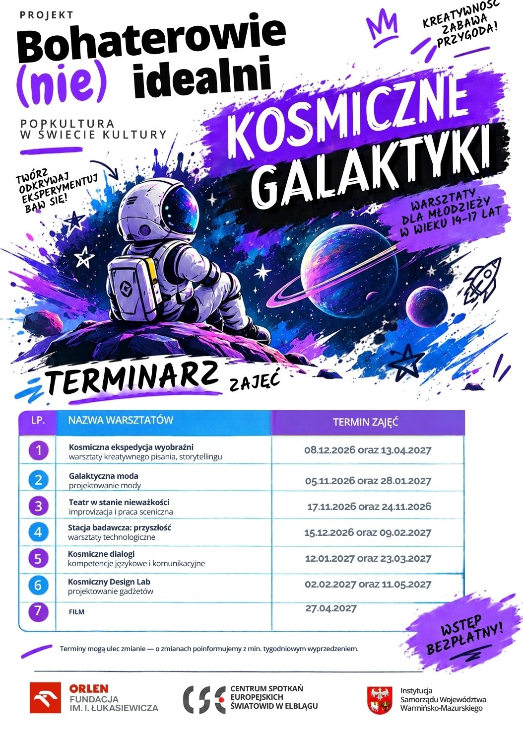 Elbląg, „Kosmiczne Galaktyki” - warsztaty dla młodzieży Elbląg, „Kosmiczne Galaktyki” - warsztaty dla młodzieży