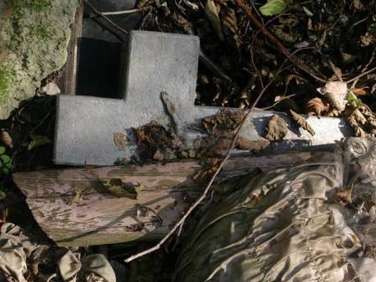 Elbląg, Fragmenty nagrobków i trumien zostały wyrzucone w lesie