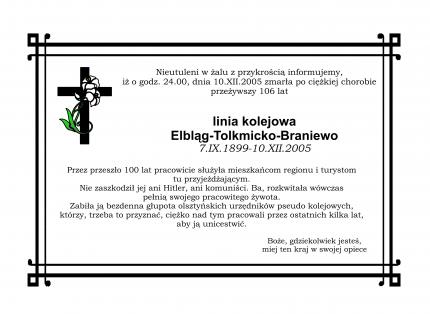 Elbląg, Niecodzienne pożegnanie linii kolejowej Elbląg-Tolkmicko-Braniewo Elbląg, Niecodzienne pożegnanie linii kolejowej Elbląg-Tolkmicko-Braniewo