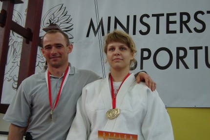 Elbląg, Złota medalistka Joanna Jaworska i jej trener Tomasz Gadaj.