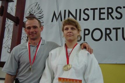 Elbląg, Złota medalistka Joanna Jaworska i jej trener Tomasz Gadaj. Elbląg, Złota medalistka Joanna Jaworska i jej trener Tomasz Gadaj.