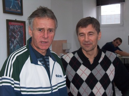 Elbląg, Trener Olimpii Zbigniew Kieżun (z lewej) i prof. Zbigniew Jastrzębski