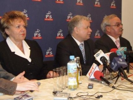 Elbląg, Anna Szyszka, Jarosław Kaczyński i Leonard Krasulski Elbląg, Anna Szyszka, Jarosław Kaczyński i Leonard Krasulski