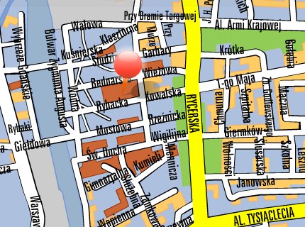 Elbląg, Fragment planu Elbląga z zaznaczoną lokalizacją siedziby portEl-u. Elbląg, Fragment planu Elbląga z zaznaczoną lokalizacją siedziby portEl-u.