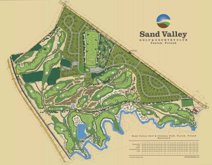 Elbląg, Mapa pola golfowego koło Pasłęka.