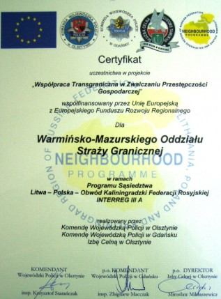 Elbląg, Certyfikat dla W-MOSG