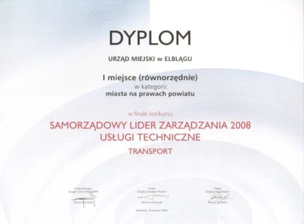 Elbląg, Elbląg podwójnym Liderem Zarządzania 2008