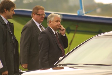 Elbląg, Lech Kaczyński na elbląskim lotnisku.