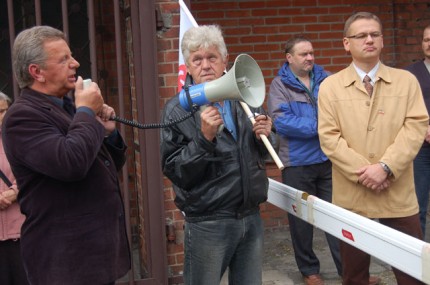 Elbląg, Przy mikrofonie przewodniczący Kozłowski. Elbląg, Przy mikrofonie przewodniczący Kozłowski.