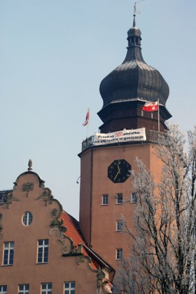 Elbląg, Na zdjęciu baner informacyjny akcji Elbląg, Na zdjęciu baner informacyjny akcji