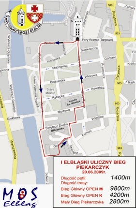 Elbląg, Trasa biegu. Elbląg, Trasa biegu.