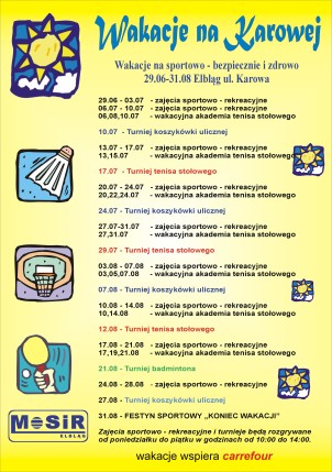 Elbląg, Na brak pogody - propozycje MOSiR Elbląg, Na brak pogody - propozycje MOSiR