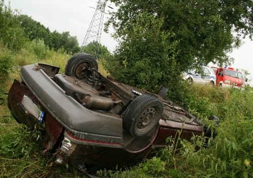 Elbląg, Dachował ford - kierowca prowadził bez prawa jazdy Elbląg, Dachował ford - kierowca prowadził bez prawa jazdy