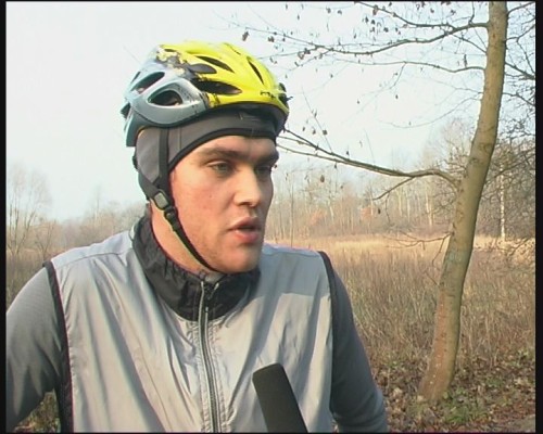Elbląg, Marcin Florek podczas wiosennego treningu na rowerze w Bażantarni Elbląg, Marcin Florek podczas wiosennego treningu na rowerze w Bażantarni