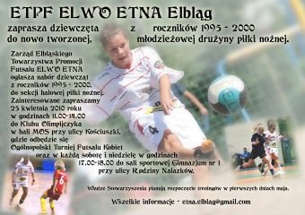 Elbląg, Drużyna piłki halowej zaprasza zawodniczki Elbląg, Drużyna piłki halowej zaprasza zawodniczki