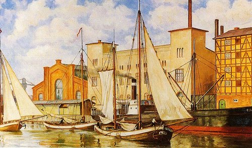 Elbląg, Ernst Kossol. Tolkmickie lommy przed zakładami Schichau'a Elbląg, Ernst Kossol. Tolkmickie lommy przed zakładami Schichau'a