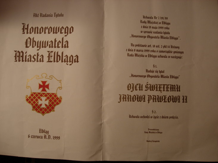 Elbląg, Jan Paweł II... „podęty” w Elblągu Elbląg, Jan Paweł II... „podęty” w Elblągu