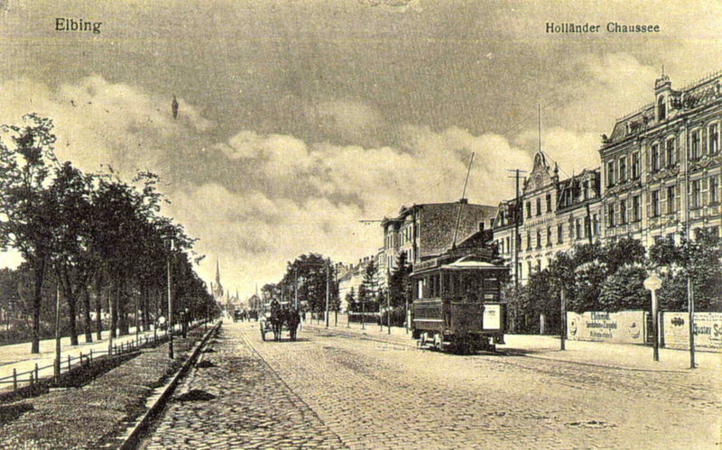 Elbląg, Kostka brukowa na obecnej Alei Grunwaldzkiej.