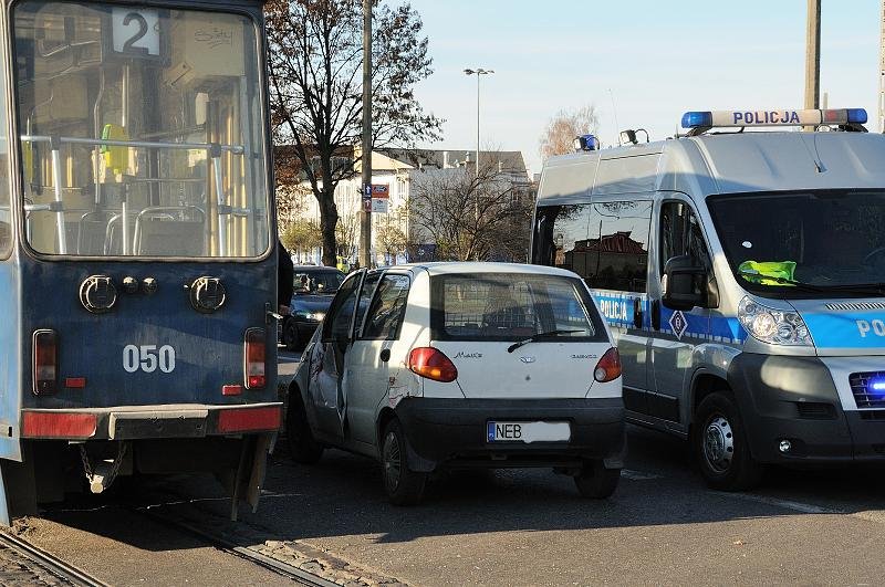 Elbląg, Kolizja matiza z tramwajem Elbląg, Kolizja matiza z tramwajem